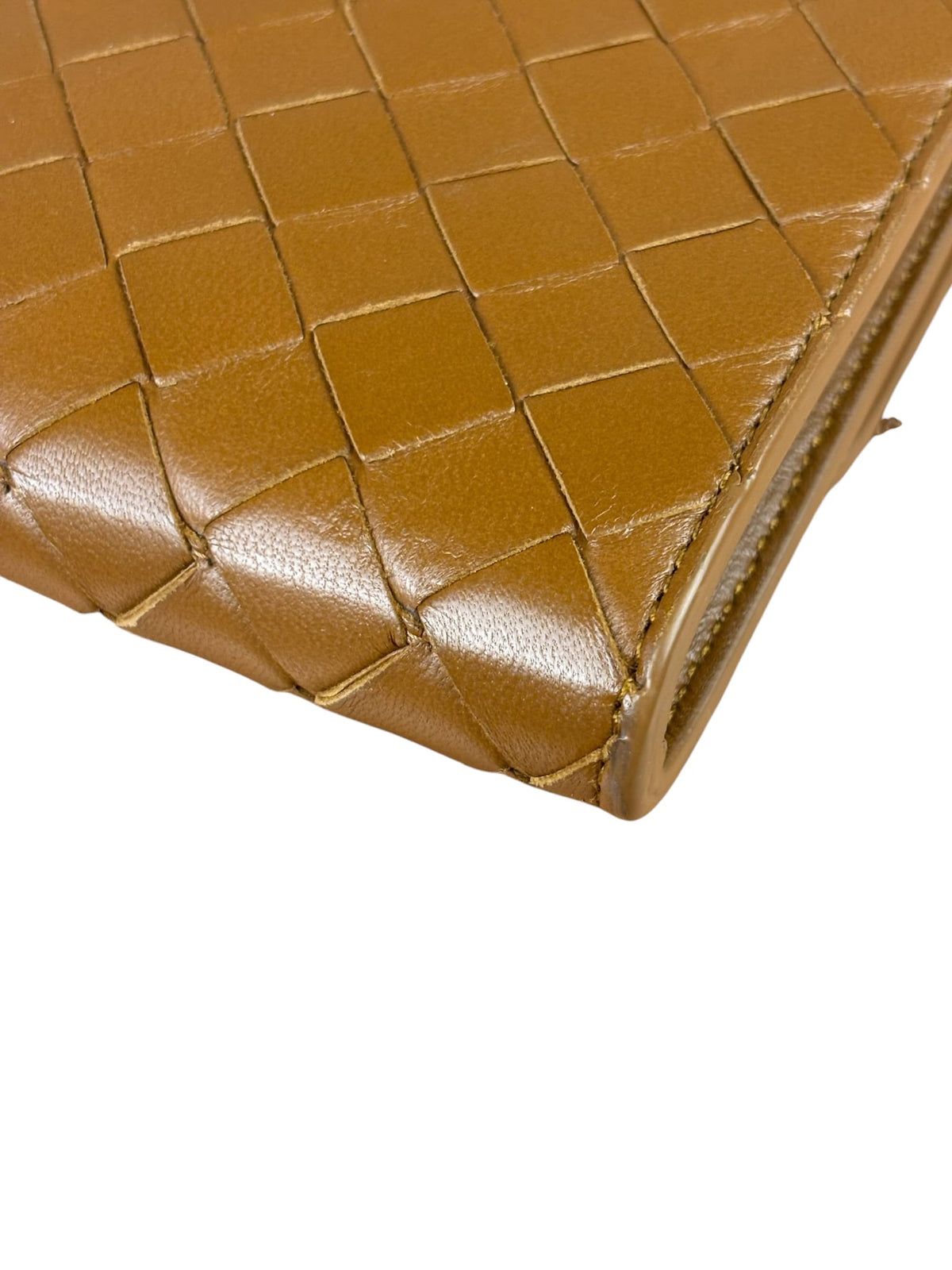 Bottega Veneta Caramel Leather Intrecciato Adiamo Clutch