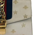 Gucci Textured Calfskin Bee Star Sylvie Shoulder Bag White