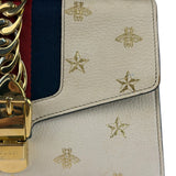 Gucci Textured Calfskin Bee Star Sylvie Shoulder Bag White