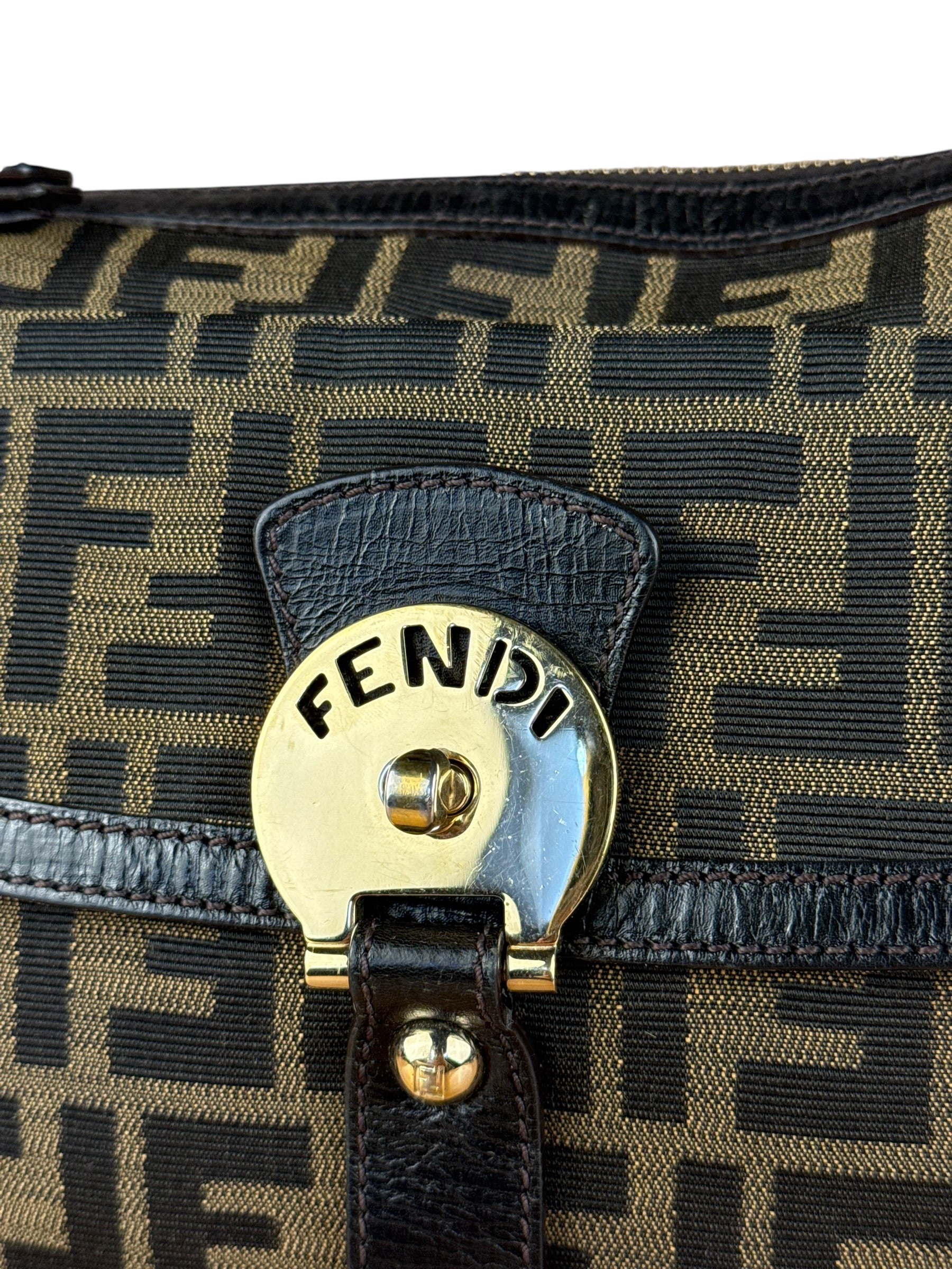 Fendi Vintage Zucca Pattern Canvas Shoulder Bag
