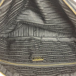 Prada Vintage Black Leather Nappa Metal Grommet Bauletto Handbag
