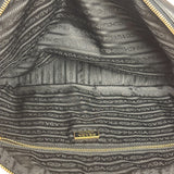 Prada Vintage Black Leather Nappa Metal Grommet Bauletto Handbag