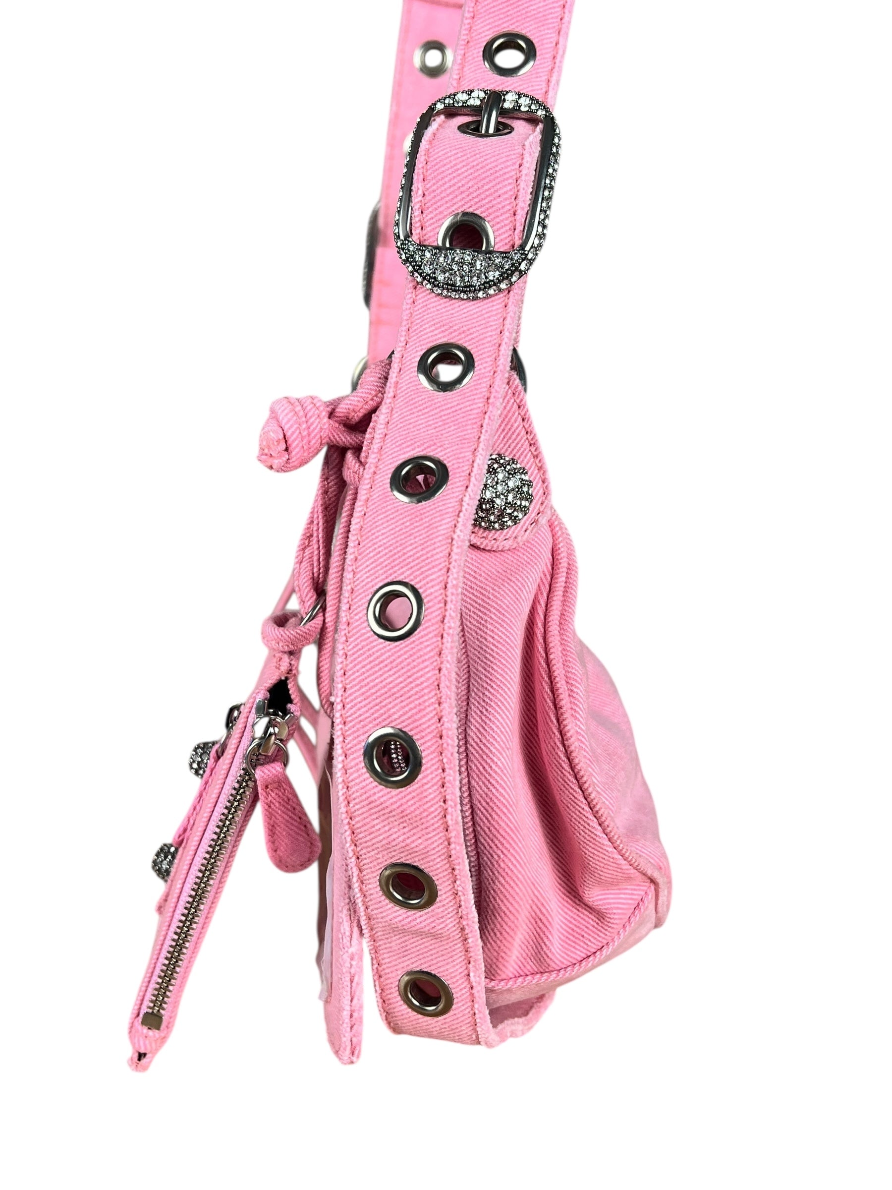 Balenciaga Pink Denim Le Cagole Shoulder Bag