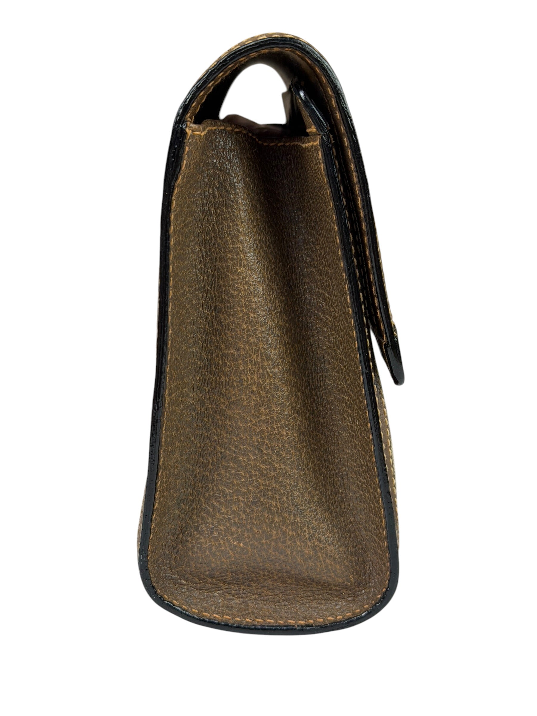 Gucci Brown Leather GG Supreme Web Stripe Clutch
