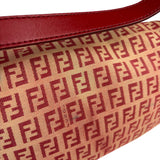 Fendi Red Leather Trim Zucca Baguette