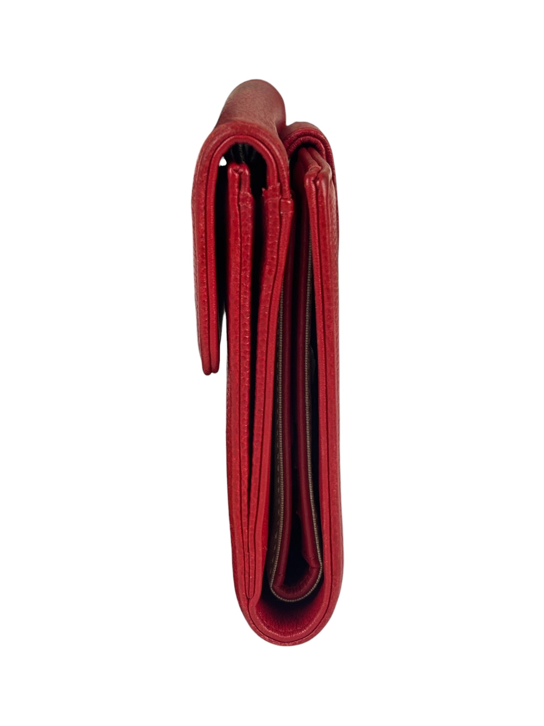 Chanel Vintage Red Caviar Compact Wallet 2010