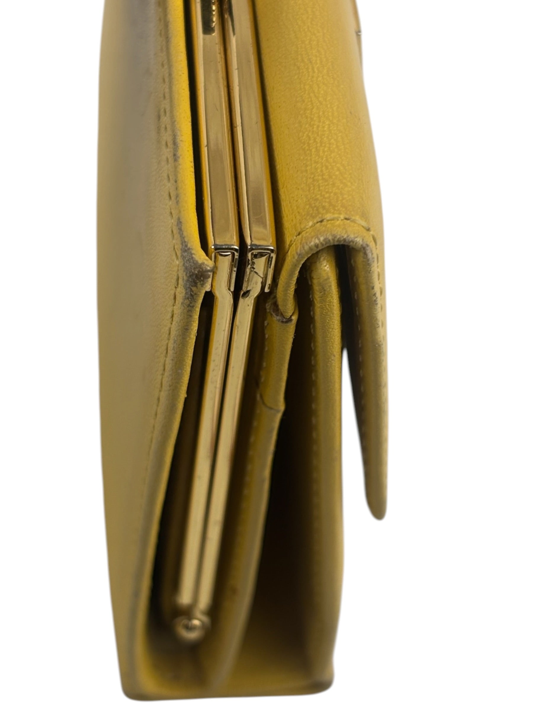Yves Saint Laurent Yellow Leather Square Compact Wallet