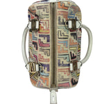 Fendi Beige Leather Multicolor Zucca Forever Boston Bag