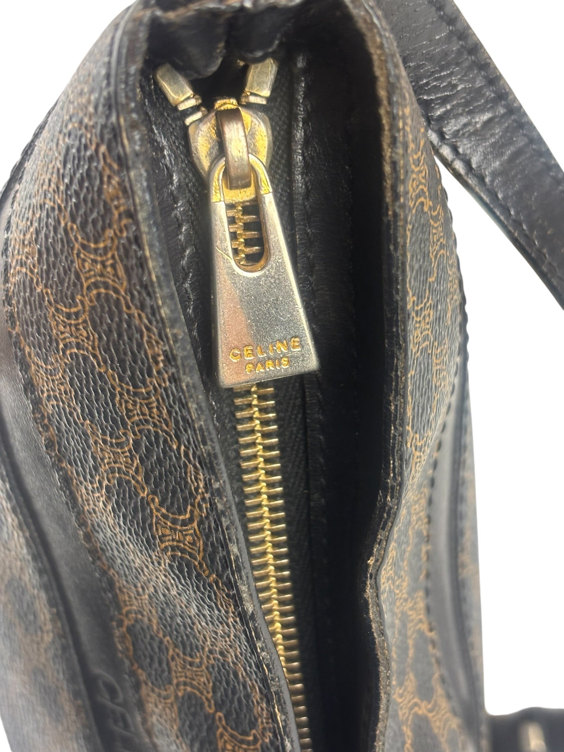 Celine Coated Canvas Stripped Macadam Crossbody