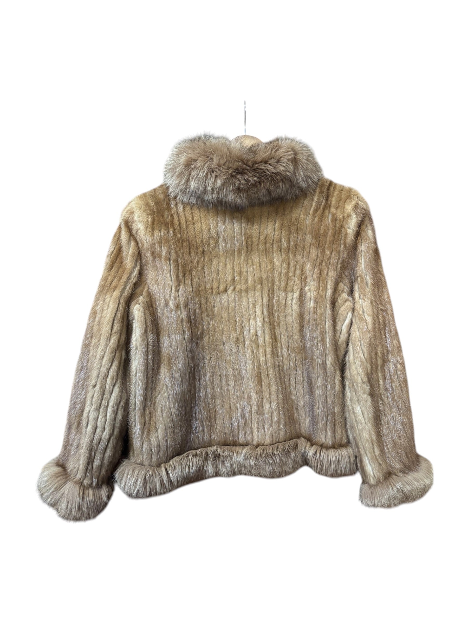 Saga Brown Mink Fur/Fox Fur Trim Coat