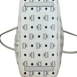 MCM White Leather Reversible Liz Shopper In Visetos Tote Bag