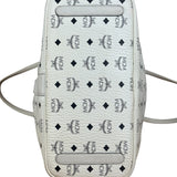 MCM White Leather Reversible Liz Shopper In Visetos Tote Bag