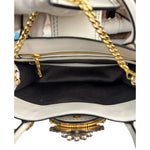 Miu Miu White Madras Ornate Crystal Jeweled Buckle Two-Way Bag