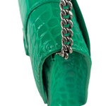Balenciaga Green Crocodile Embossed Hourglass Wallet On Chain