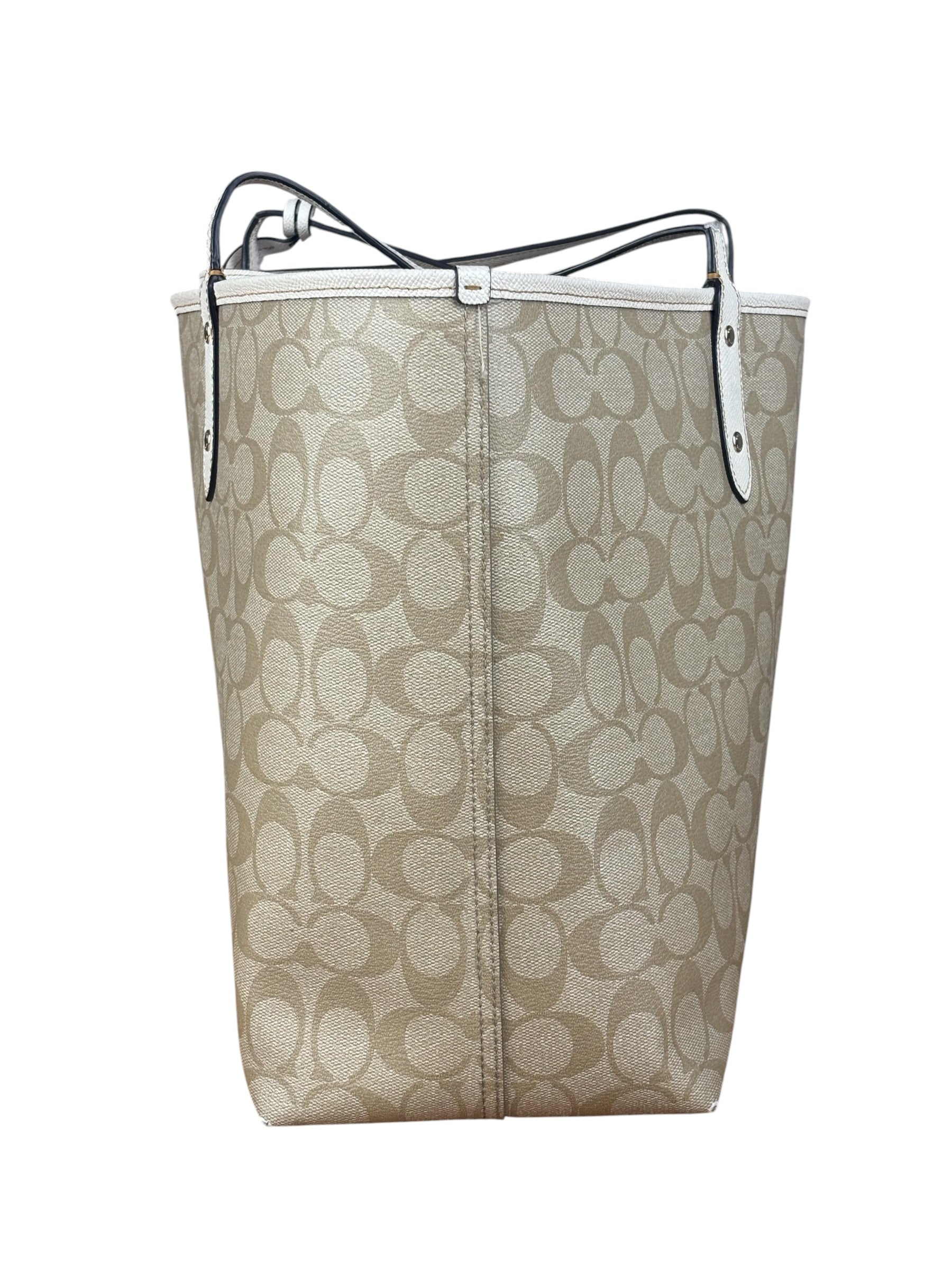 Coach Leather Signature Canvas Reversible City Tote Bag