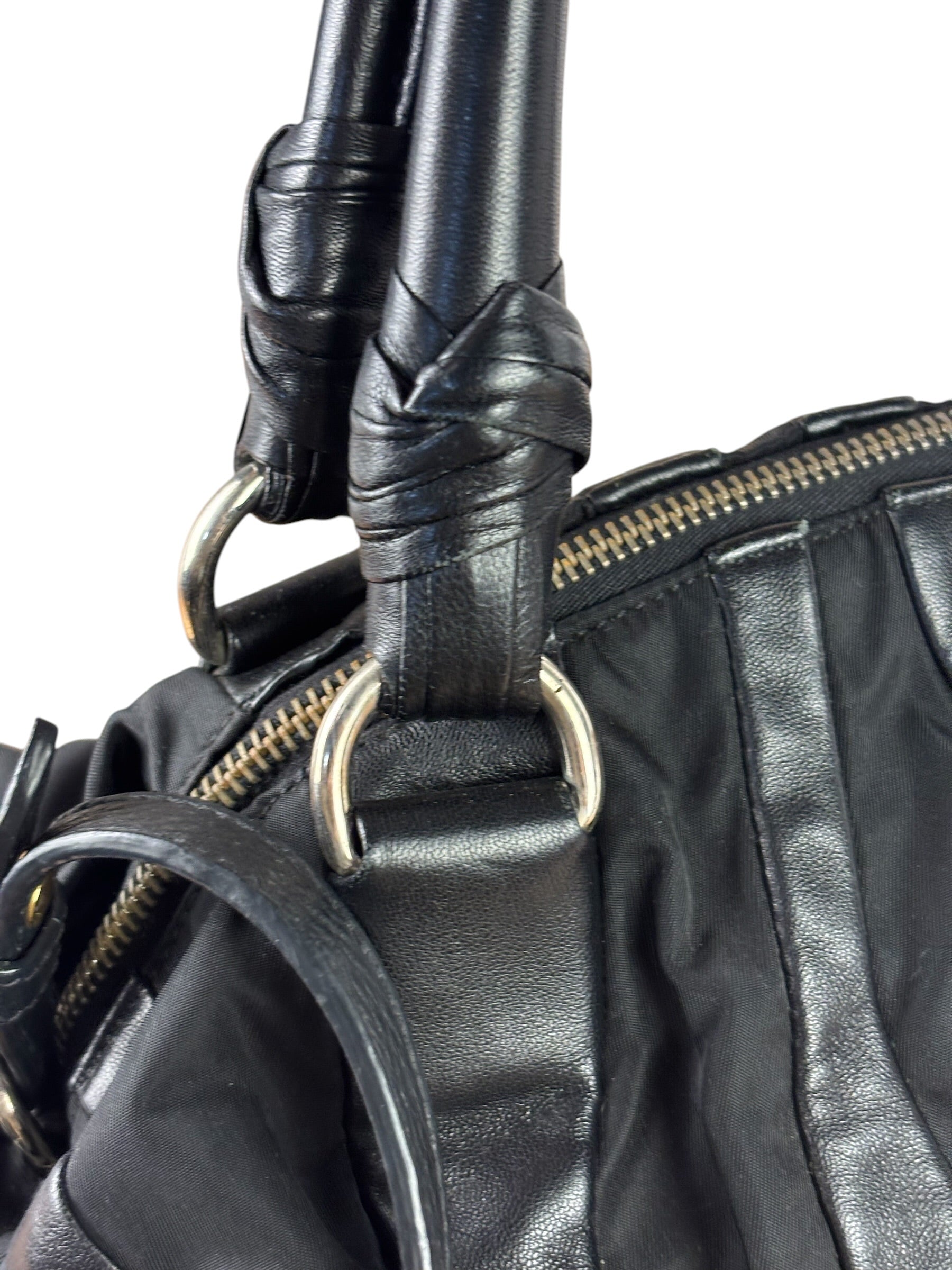 Prada Black Tessuto Nylon/Nappa Leather Waves Two-Way Bag