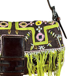 Fendi Canvas Baguette Dark Brown Beaded