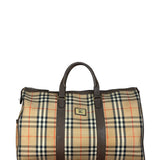 Burberry Leather House Check Boston Duffle Bag