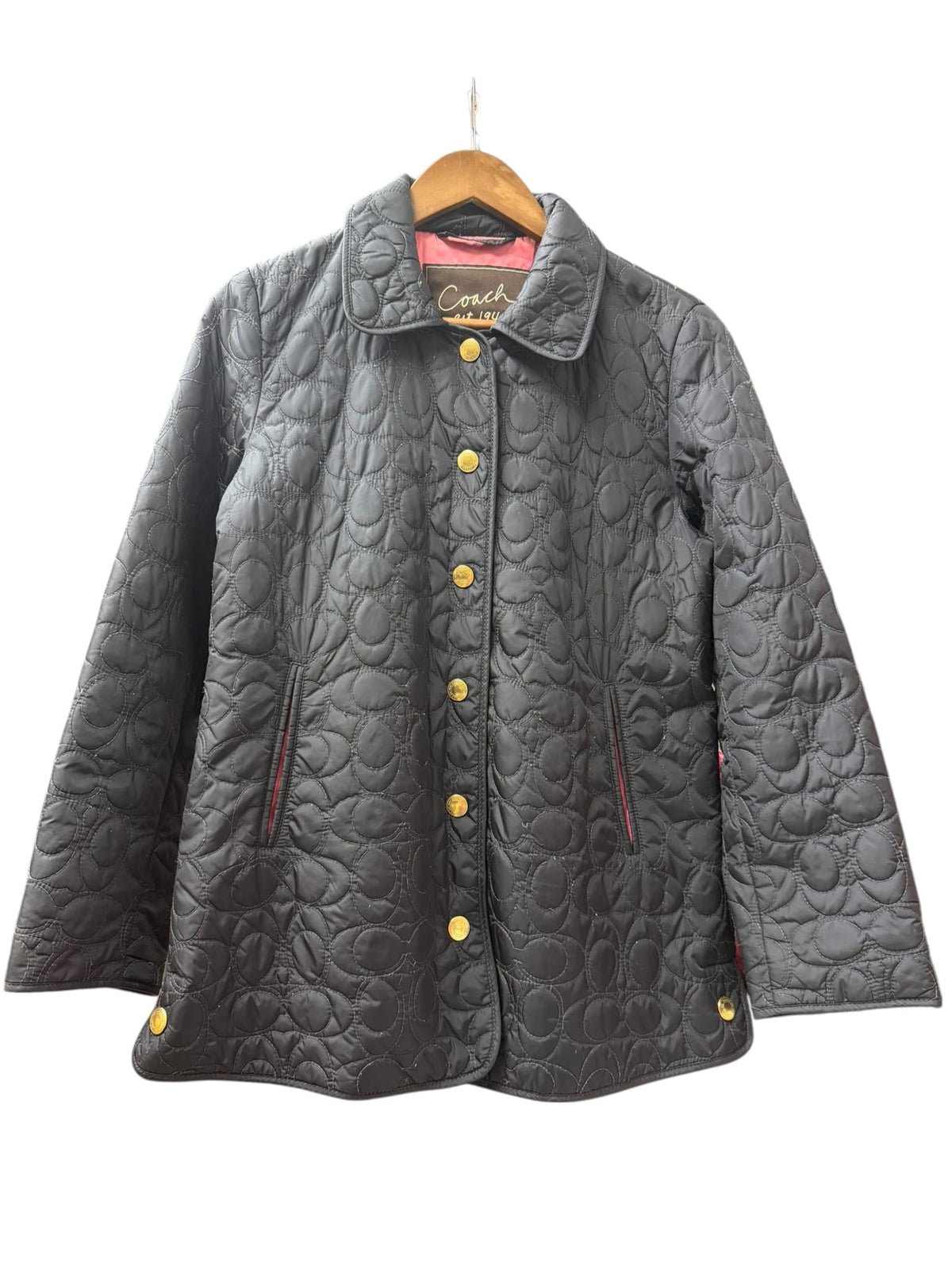 Coach Signature Anagram Quilted Coat Black
