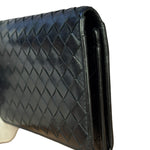 Bottega Veneta Black Intercciato Long Wallet