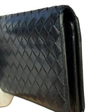 Bottega Veneta Black Intercciato Long Wallet