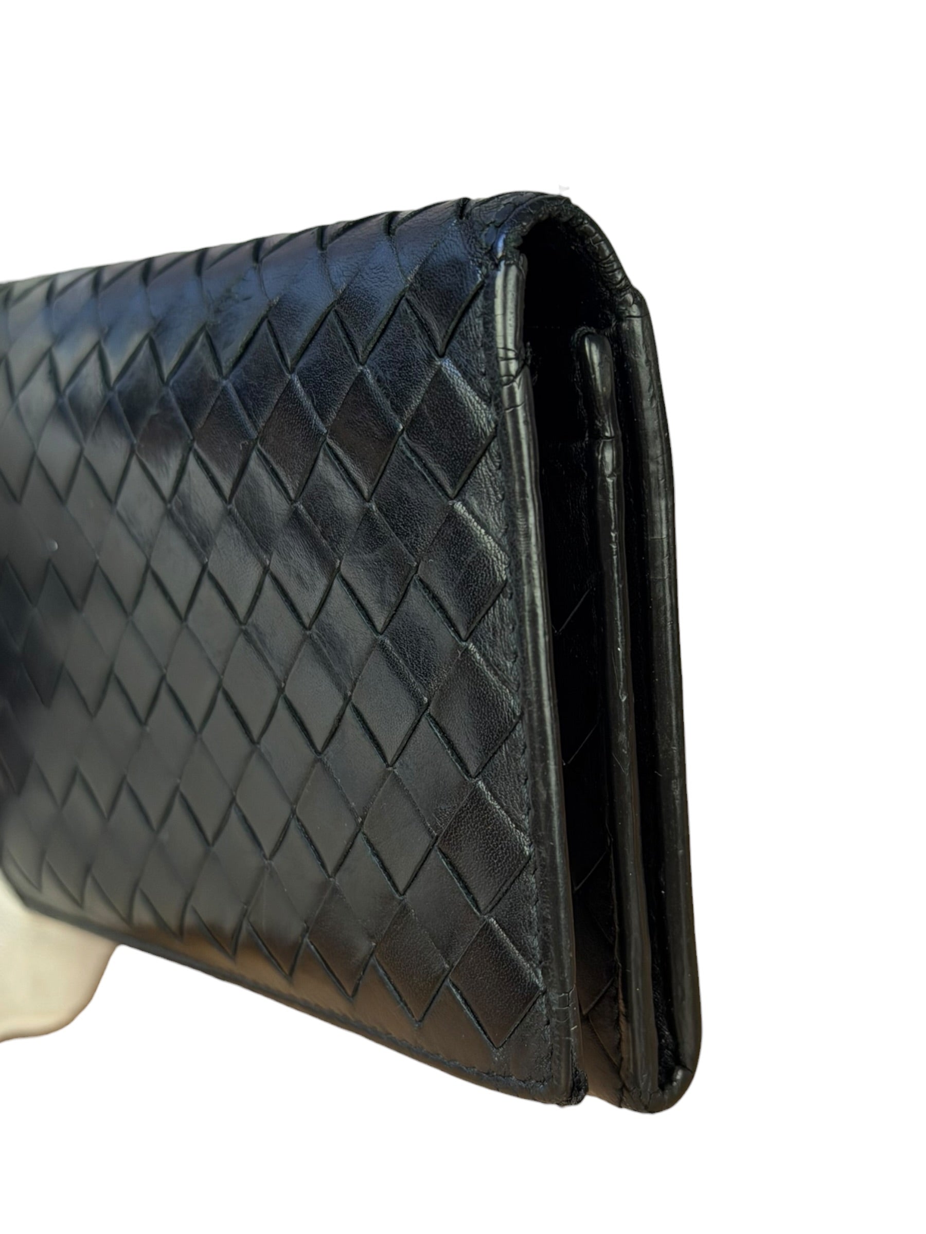 Bottega Veneta Black Intercciato Long Wallet
