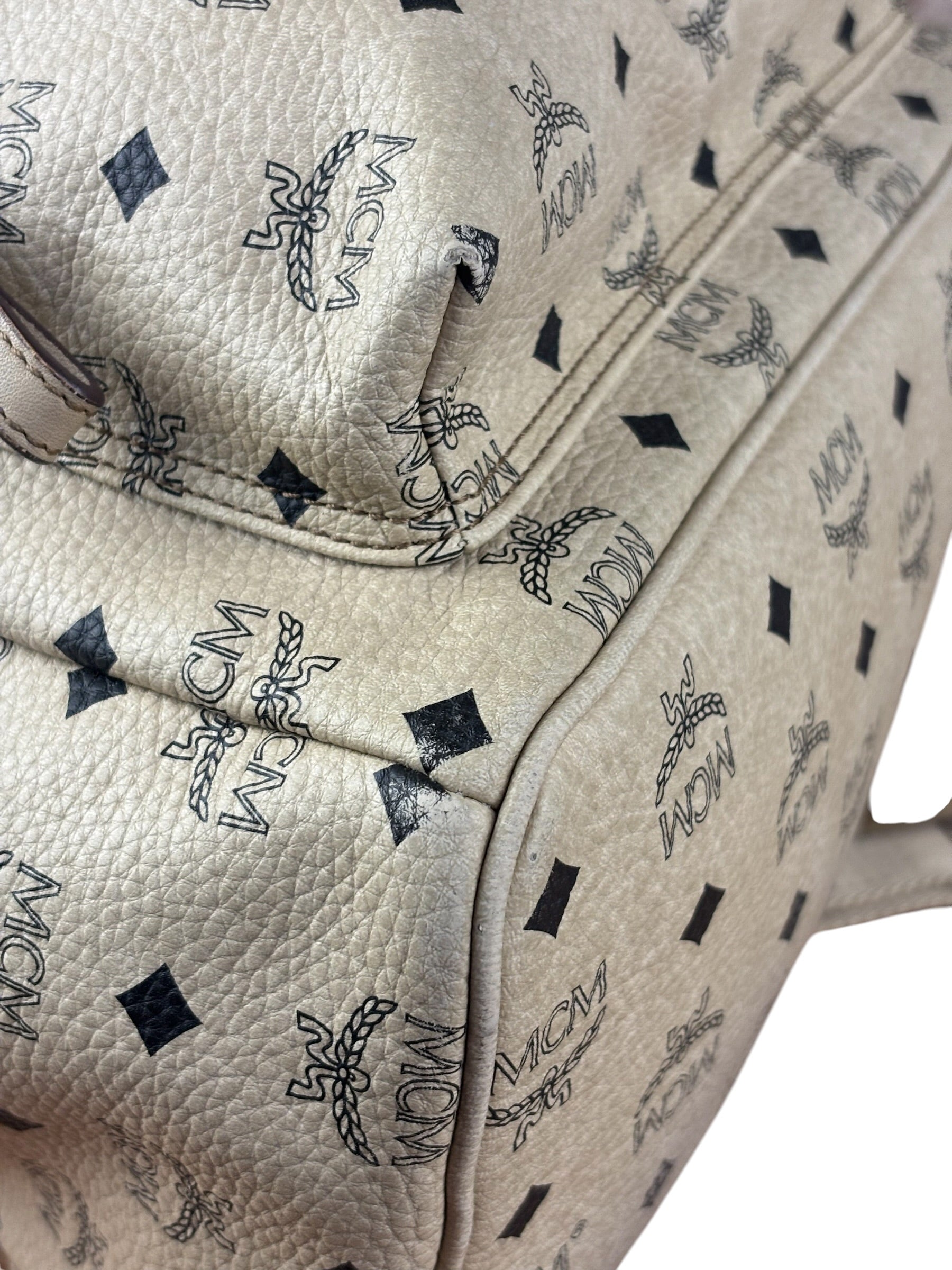 MCM Beige Leather Monogram Medium Stark Backpack