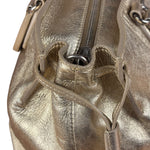Prada Vintage Metallic Gold Leather Satchel Handbag