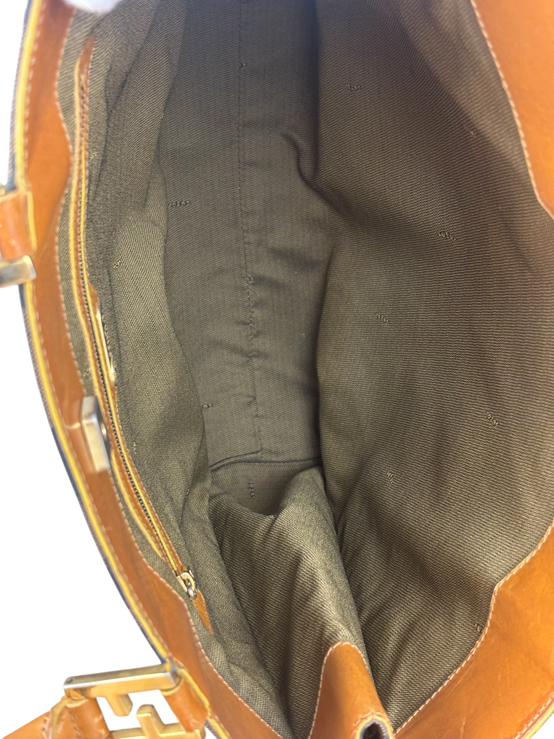 Fendi Vintage Brown Tiger Print Canvas Tote Bag