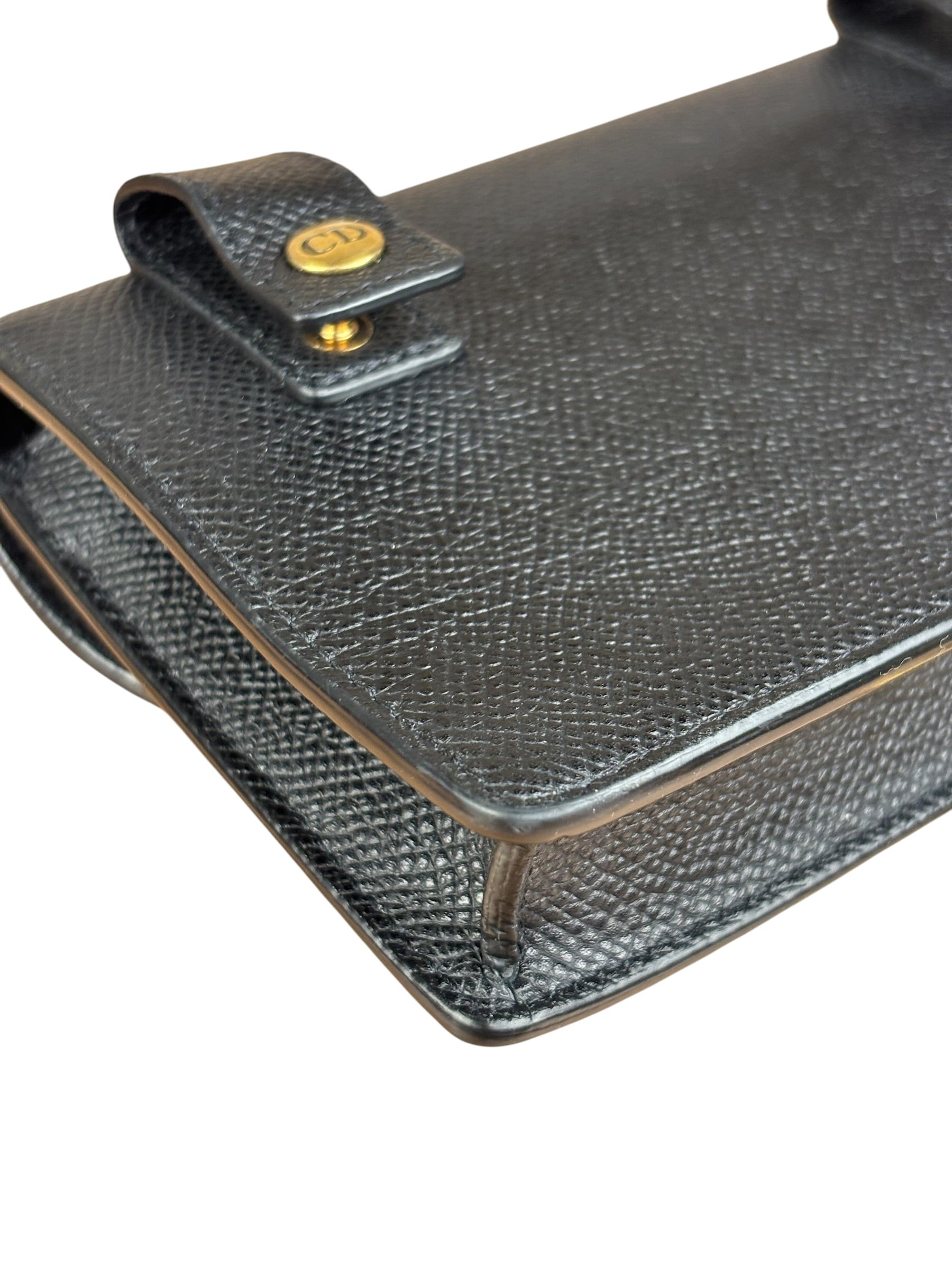 Christian Dior Black Grained Leather Saddle Belt Bag