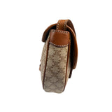 Celine Vintage Beige Leather Trim Macadam Mini Crossbody