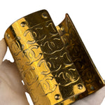 Chanel Vintage Gold CC Print Cuff Bracelet