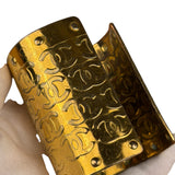 Chanel Vintage Gold CC Print Cuff Bracelet