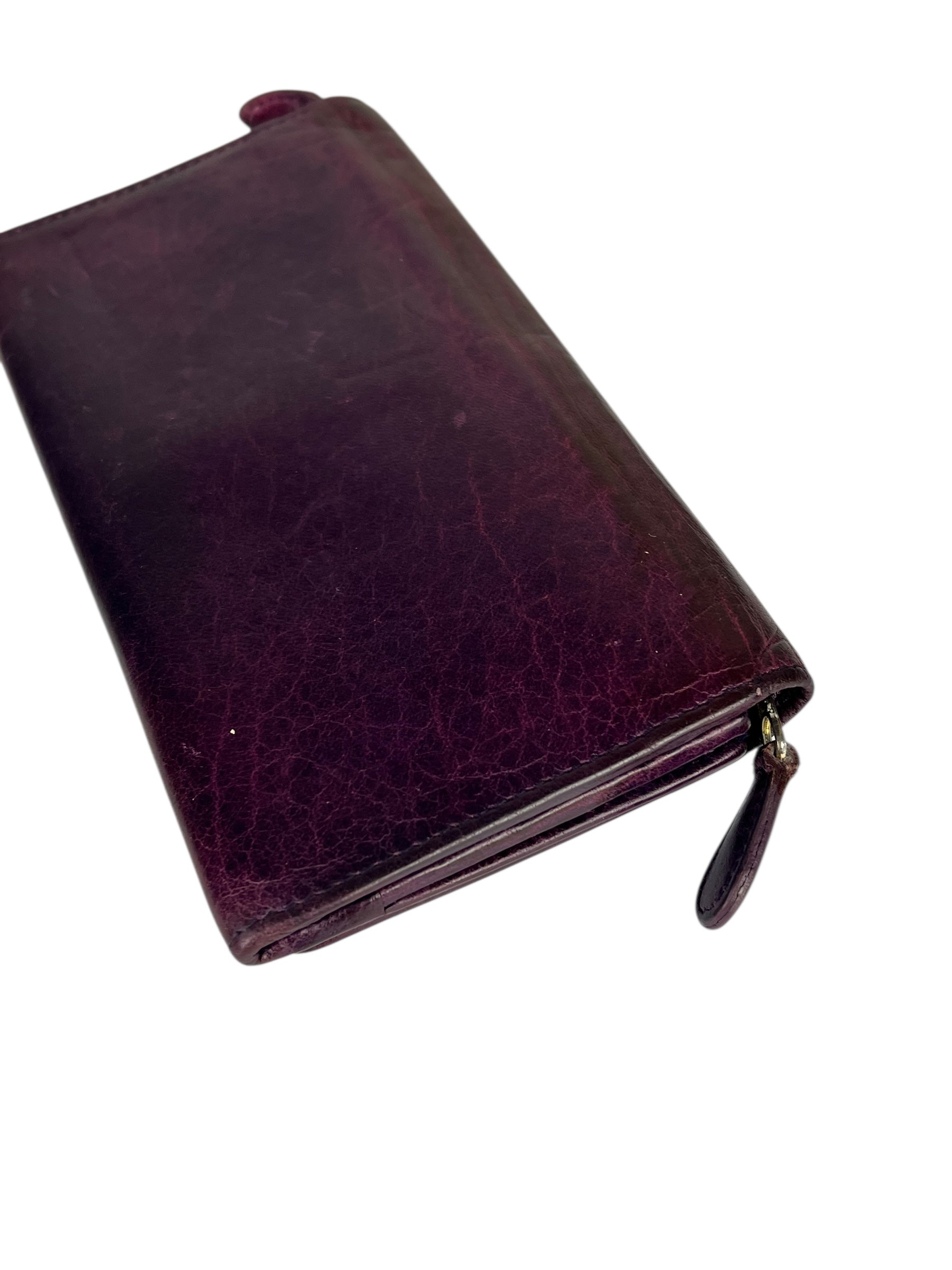 Balenciaga Purple Moto Flap Wallet