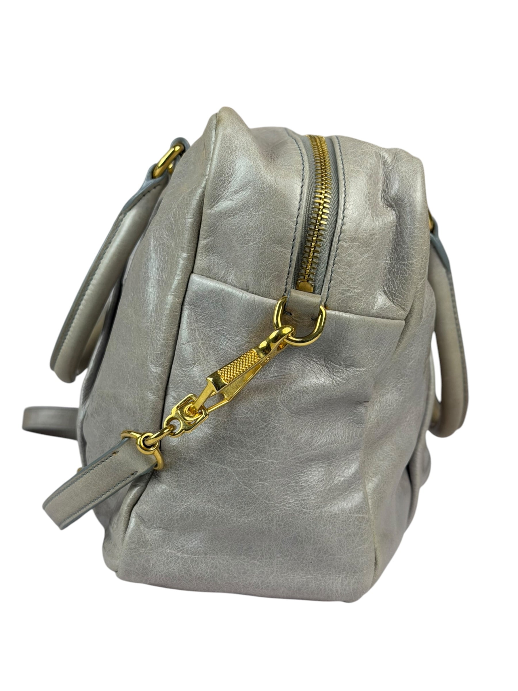 Miu Miu Vintage Pale Grey Vitello Leather Two-Way Bag