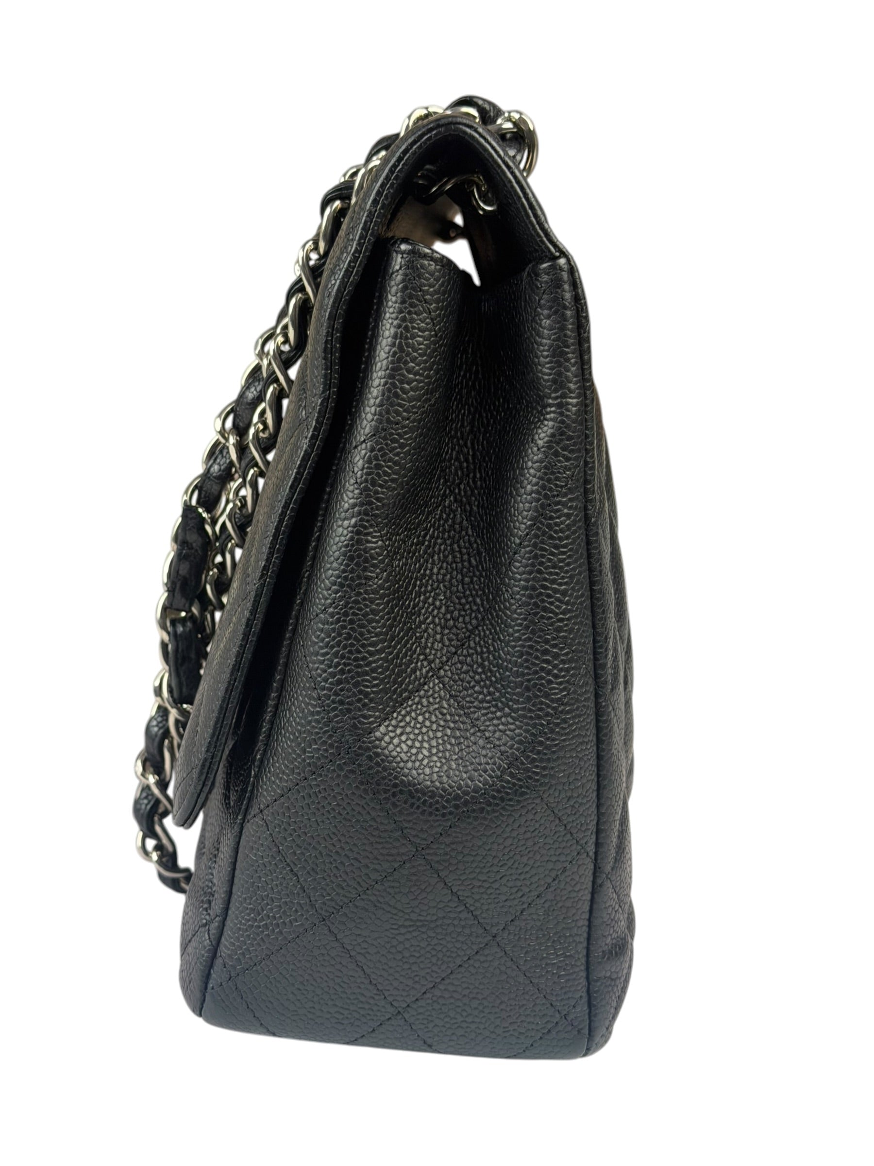 Chanel Black Quilted Leather Jumbo Classic Flap Bag 2009