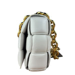 Bottega Veneta White Leather Padded Cassette Chain Bag