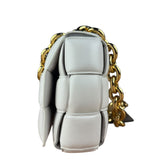 Bottega Veneta White Leather Padded Cassette Chain Bag