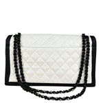 Chanel Quilted Two Tone Leather Flap Bag White
