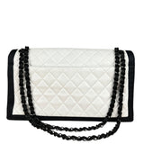 Chanel Quilted Two Tone Leather Flap Bag White