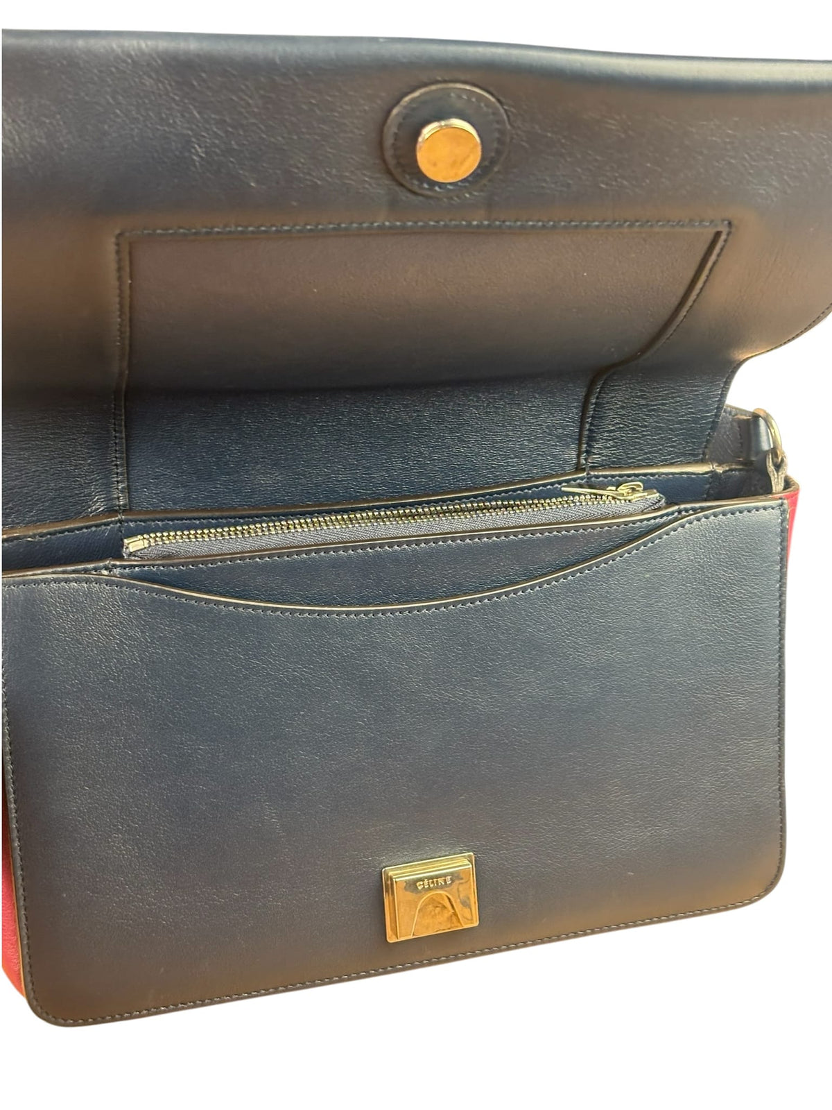 Celine Navy/Pink Leather Medium Shoulder Bag