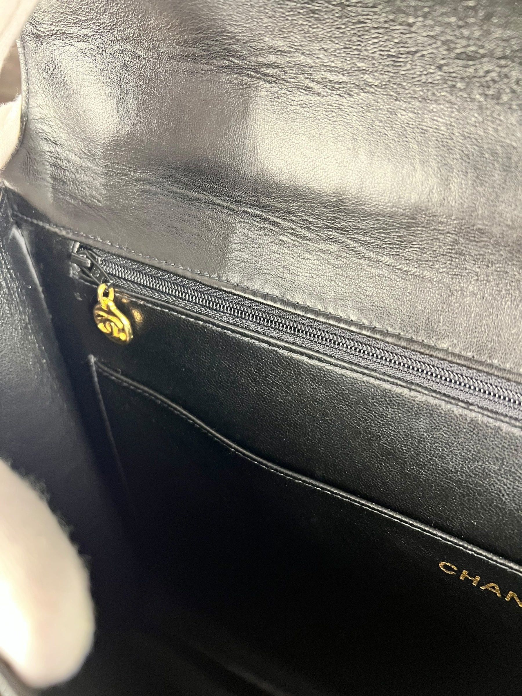 Chanel CC Black Patent Quilted Flap Briefcase Handbag '95