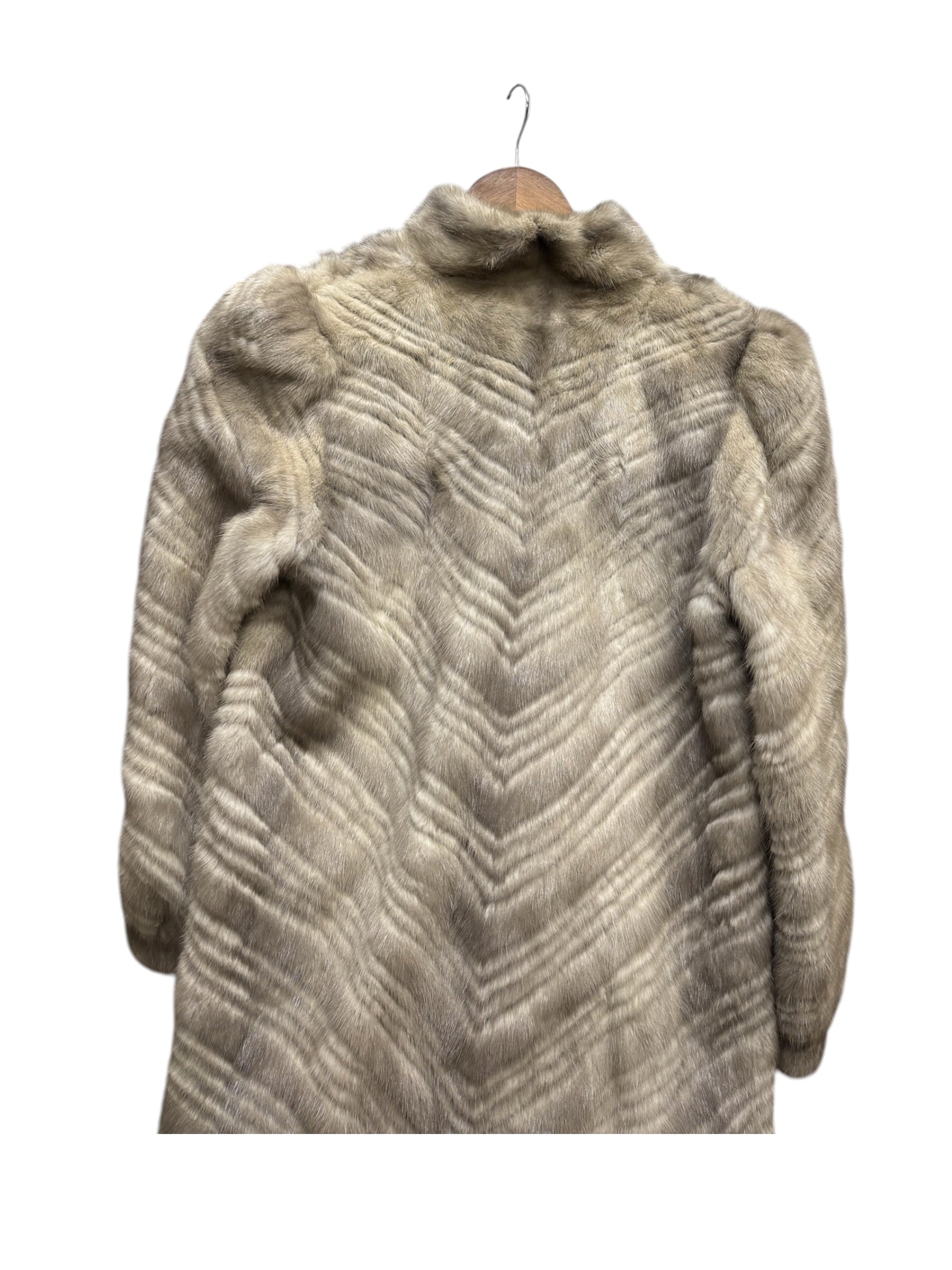 Shimizu Vintage Grey Mix Fur Long Coat