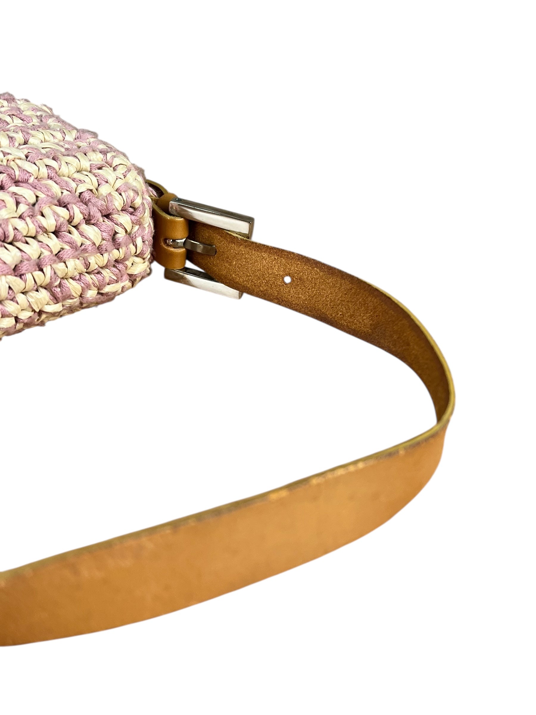 Fendi Raffia Crochet Baguette