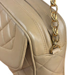 Chanel Tan Brown Quilted Leather Flap Chain Camera Bag