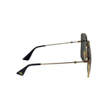 Gucci GG0414S Square Metal Frame Mirrored Lenses Sunglasses