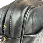 Chanel Vintage Black Leather Mademoiselle Vertical Quilted Shoulder Bag 1990's
