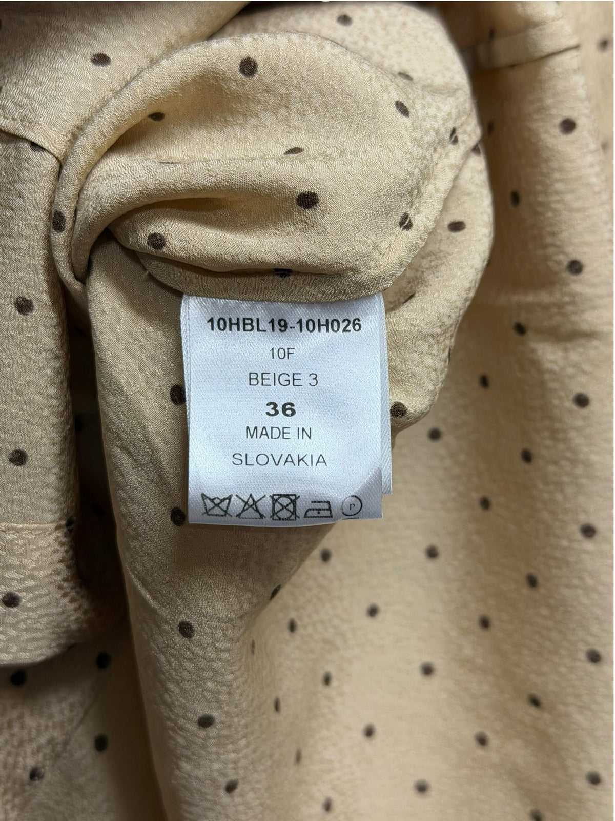 Chloe Beige Silk Polka Dot Velour Bow Blouse