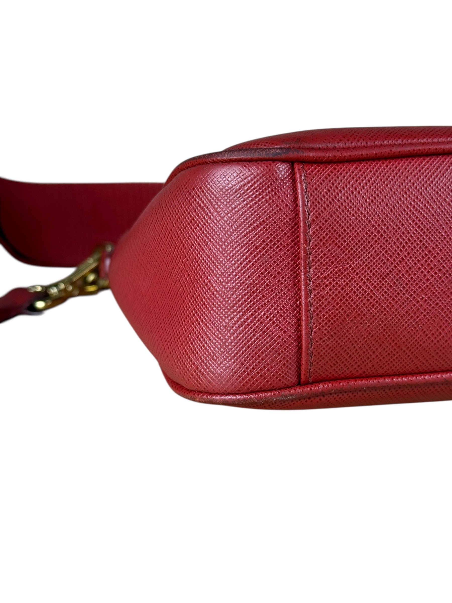 Prada Re-Edition Saffiano Leather Shoulder Bag Red