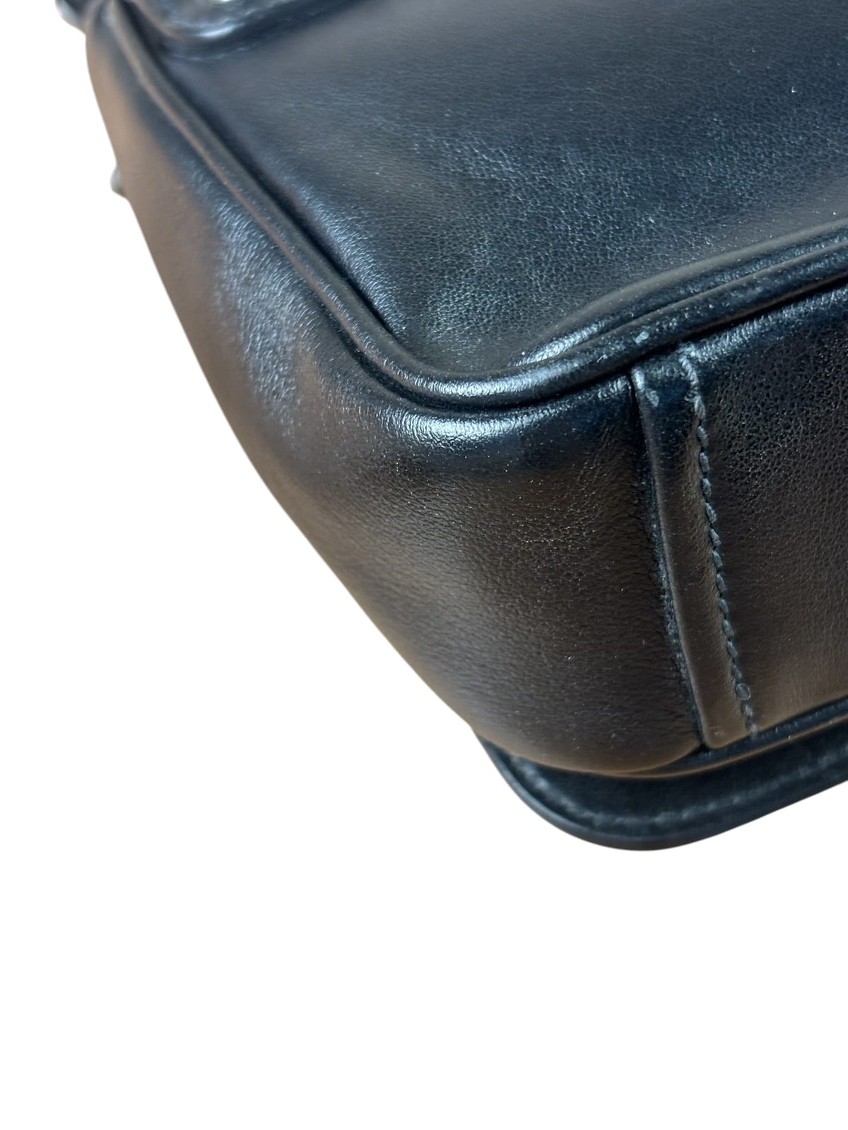 Prada Black Calfskin Studded Glace Flap Bag